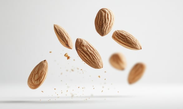 almonds dynamic photo on white