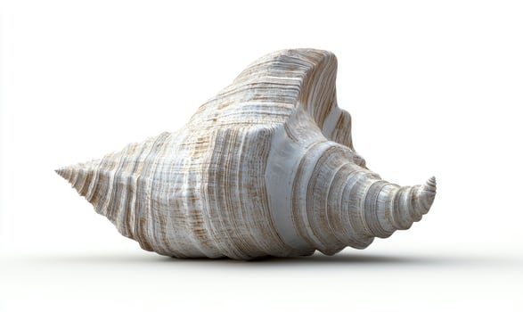 A white shell with a brown spiral photo