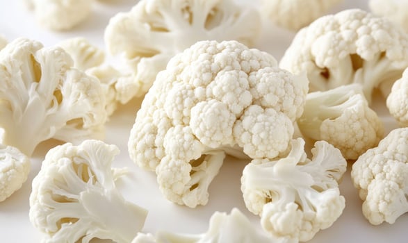 A bunch of cauliflower is on a white surface photo