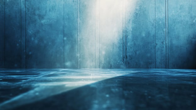 A blue room with a white line on the floor photo
