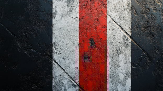 A black and white striped flag with red and white stripes photo