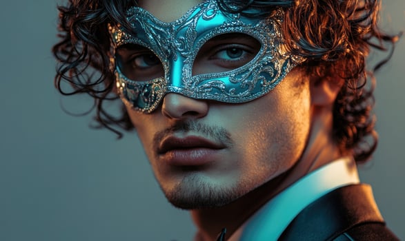 A man wearing a blue mask photo