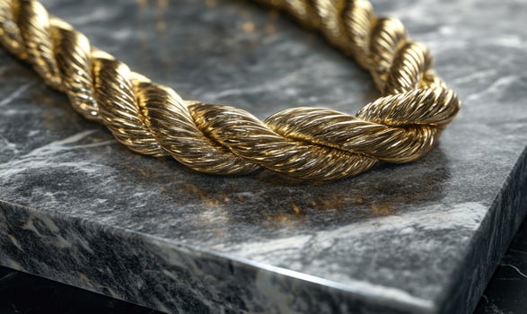 A gold necklace with a gold chain photo