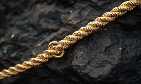 A gold rope is tied in a knot photo