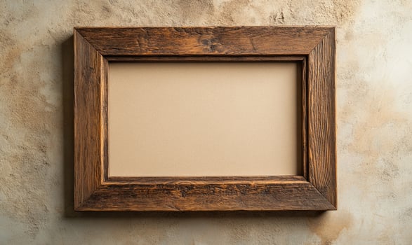 a wooden frame hanging on a wall photo