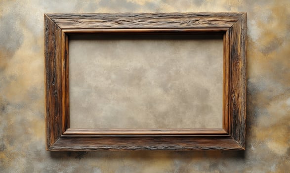 an empty wooden frame on a wall photo