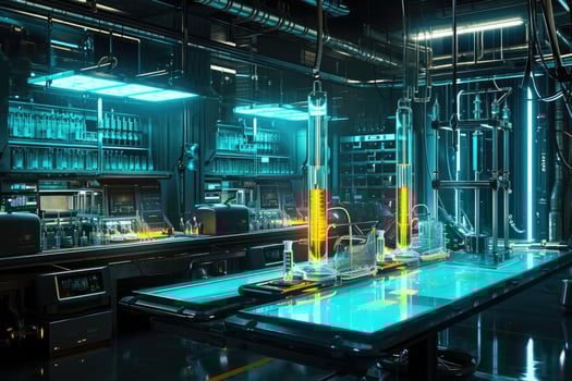A laboratory with a lot of equipment and lights photo
