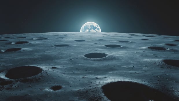 The moon is seen over the surface of the moon photo