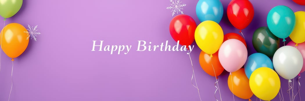 Colorful birthday balloons celebrate a special occasion against a vibrant purple background photo