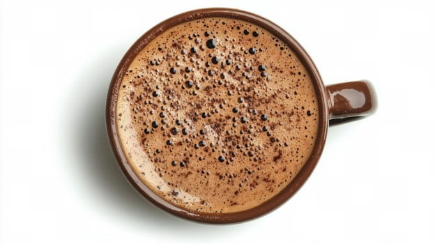 Freshly roasted coffee beans arranged on a white background showcasing rich color and texture photo