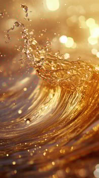 Brilliant golden waves glistening under warm sunlight during a serene sunset photo