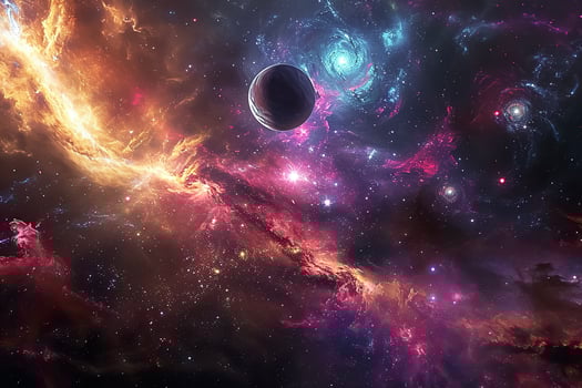 An image of a galaxy with stars and planets photo