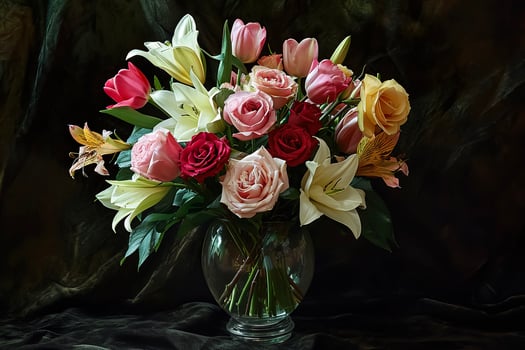 A vase filled with flowers photo