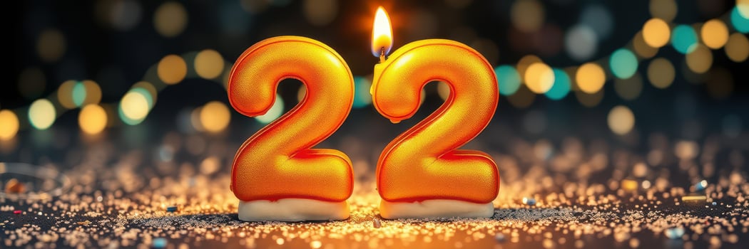 Celebrating a special moment with a glowing birthday candle on the number 22 photo