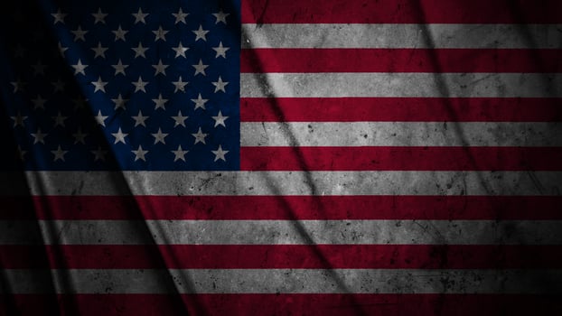 United States USA grunge silk flag waving in the wind background illustration, grunge textured flag on silk photo