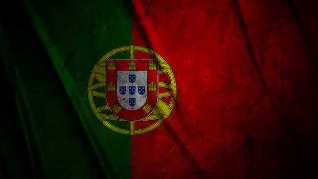 Portugal grunge silk flag waving in the wind background illustration, grunge textured flag on silk photo