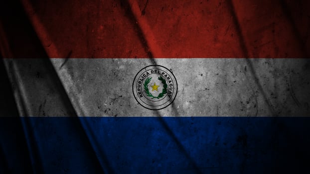 Paraguay grunge silk flag waving in the wind background illustration, grunge textured flag on silk photo