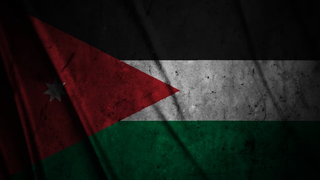 Jordan grunge silk flag waving in the wind background illustration, grunge textured flag on silk photo