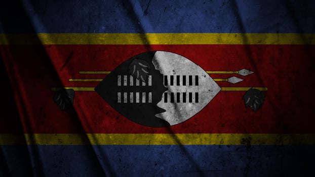 Eswatini grunge silk flag waving in the wind background illustration, grunge textured flag on silk photo