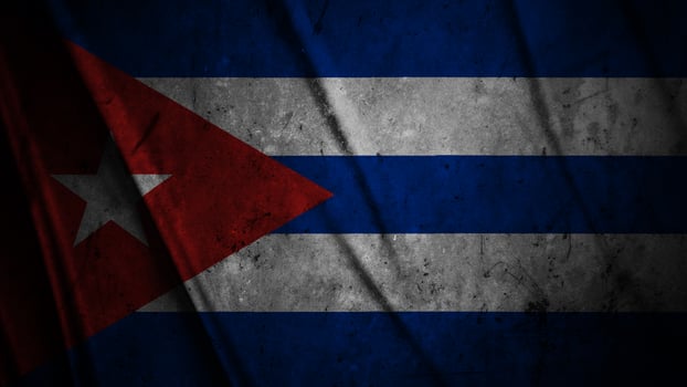 Cuba grunge silk flag waving in the wind background illustration, grunge textured flag on silk photo