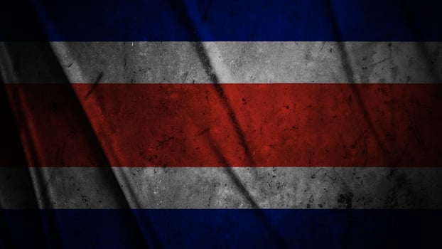 Costa Rica grunge silk flag waving in the wind background illustration, grunge textured flag on silk photo