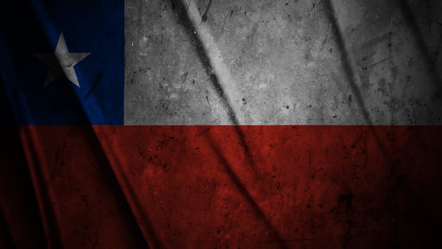 Chile grunge silk flag waving in the wind background illustration, grunge textured flag on silk photo