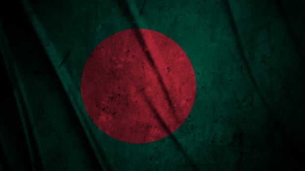 Bangladesh grunge silk flag waving in the wind background illustration, grunge textured flag on silk photo
