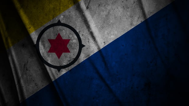 Bonaire caribbean nerlands grunge silk flag waving in the wind background illustration, grunge textured flag on silk photo