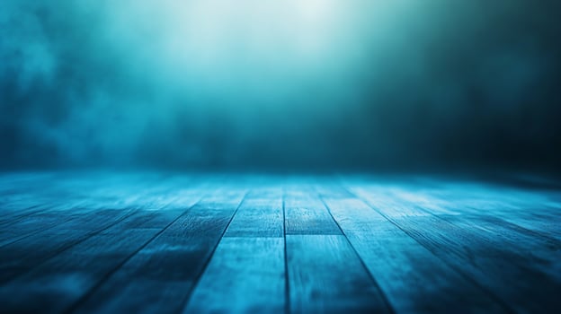 A blue sky with a wooden floor photo