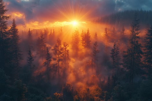 Sunrise over the forest photo