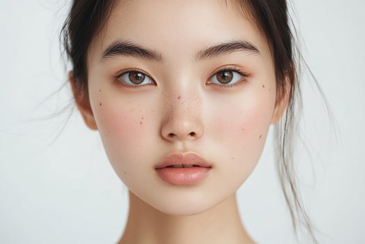 A woman with freckles on her face photo