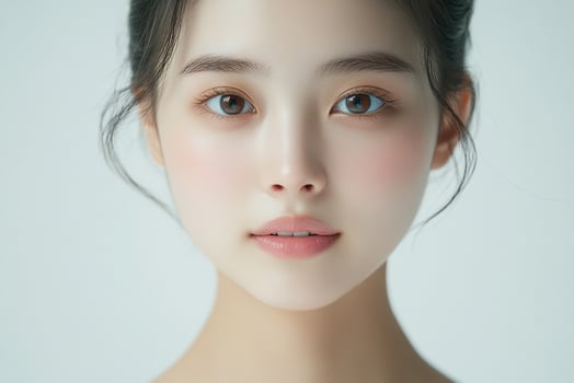 A beautiful young woman with a pink face photo