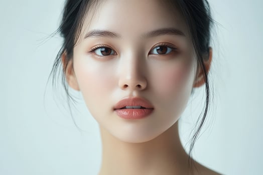 Beautiful asian woman with long hair and makeup photo