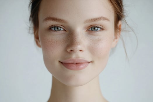 A woman with freckles on her face photo