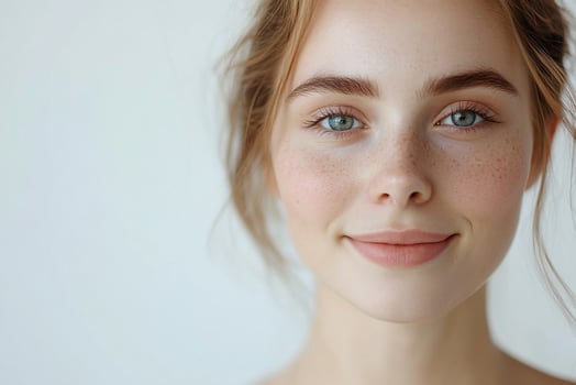 A woman with freckles on her face photo