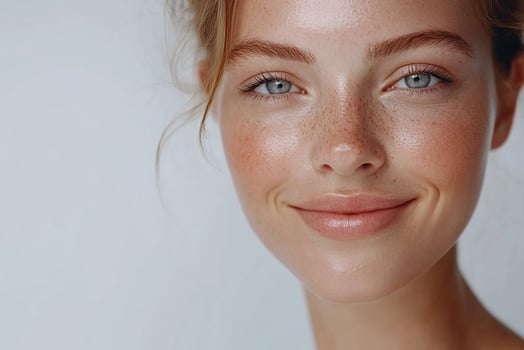 A woman with freckles on her face photo