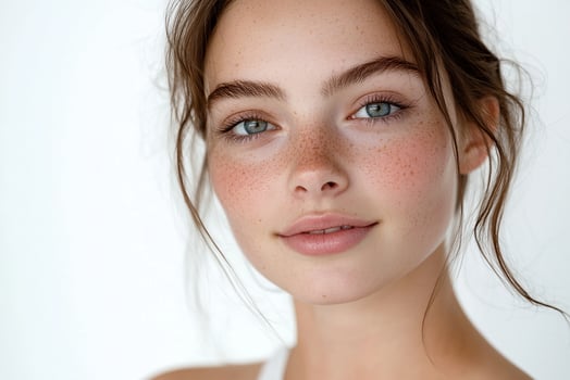 A woman with freckles on her face photo
