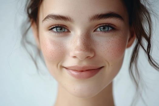A woman with freckles on her face photo