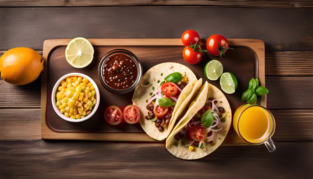 Delicious Tacos with Corn and Sauce photo