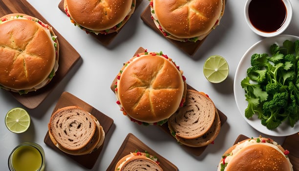 Delicious Sandwiches with Fresh Ingredients photo