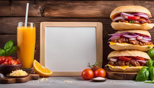 Delicious Burgers with a Blank Slate for Your Message photo
