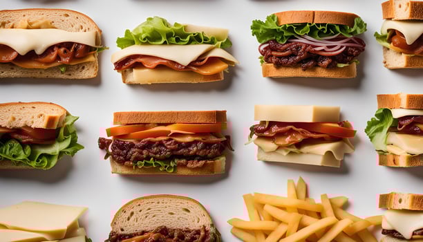 Assortment of Delicious Sandwiches with French Fries photo