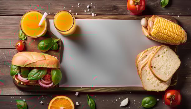 Fresh Summer Sandwich and Drinks photo