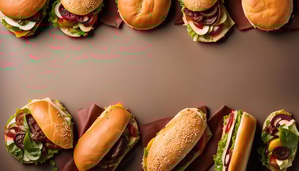 Delicious Sandwiches on a Brown Background photo