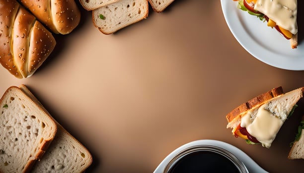 Delicious Sandwiches on a Table with Coffee photo
