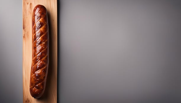 A Single Loaf of Bread on a Wooden Cutting Board photo