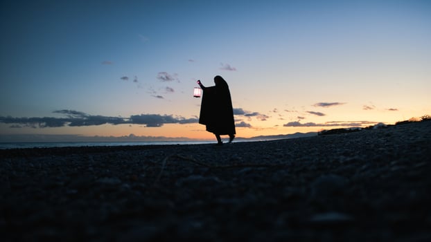 Shadows and Waves Envelop the Seeker Path photo