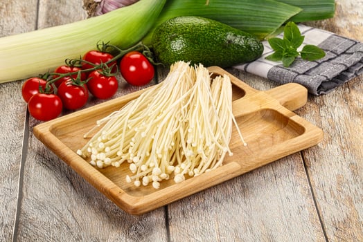 Raw enoki mushroom for cooking photo