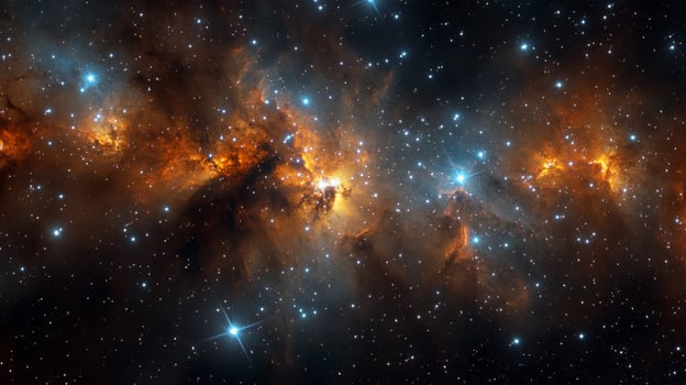 Cosmic nebula with bright stars and deep colors illuminated in the vast universe photo