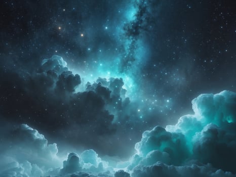 A beautiful night sky with clouds and stars photo